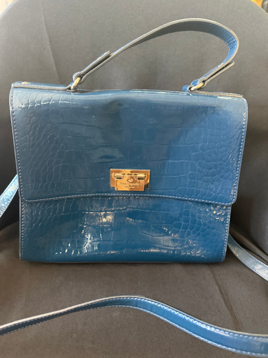 Kate Spade — Knightsbridge Blue Patent Leather Crocodile Embossed Satchel