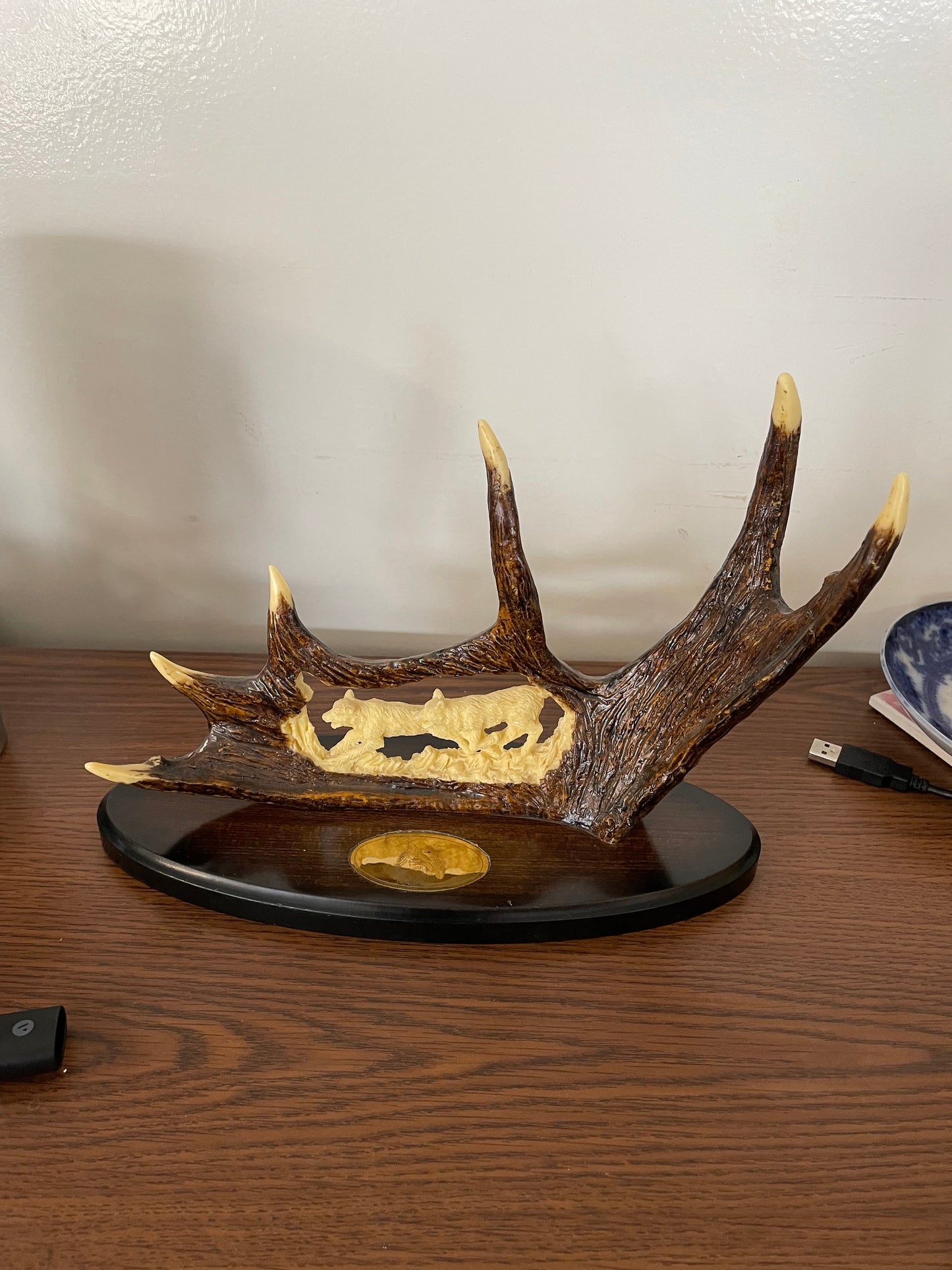 Vintage Carved Alaskan Moose Antler